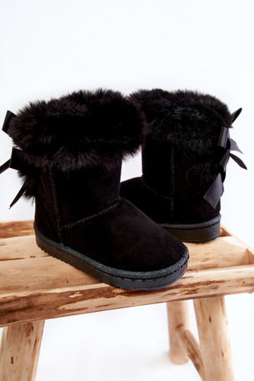 Chaussures chaudes pour enfants avec bottes de neige à rubans de couleur noire Funky