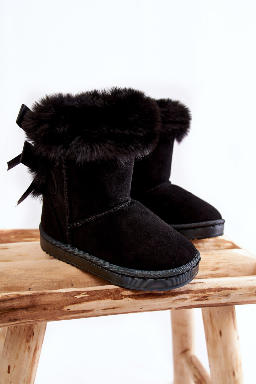 Chaussures chaudes pour enfants avec bottes de neige à rubans de couleur noire Funky
