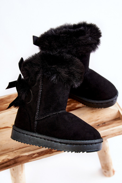 Chaussures chaudes pour enfants avec bottes de neige à rubans de couleur noire Funky