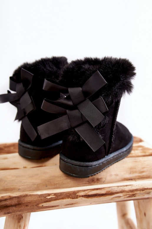 Chaussures chaudes pour enfants avec bottes de neige à rubans de couleur noire Funky