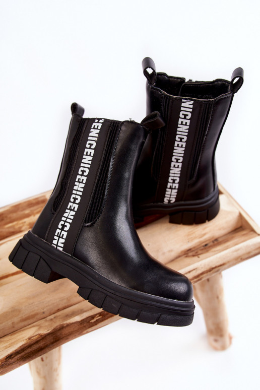 Gewärmte Kinderstiefel in der schwarzen Farbe Kimmy