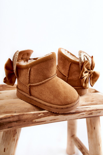 Bottes de neige chauffées pour enfants avec rubans de couleur marron Meriva