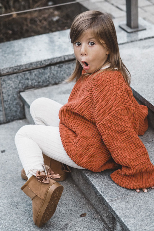 Bottes de neige chauffées pour enfants avec rubans de couleur marron Meriva