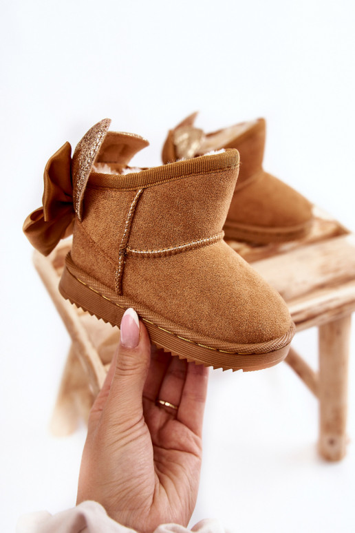 Bottes de neige chauffées pour enfants avec rubans de couleur marron Meriva