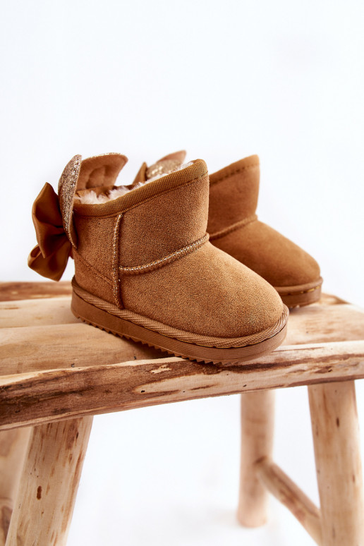 Bottes de neige chauffées pour enfants avec rubans de couleur marron Meriva
