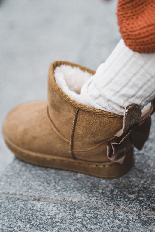 Bottes de neige chauffées pour enfants avec rubans de couleur marron Meriva