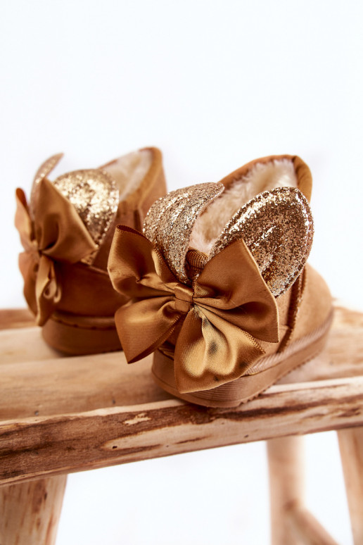 Bottes de neige chauffées pour enfants avec rubans de couleur marron Meriva