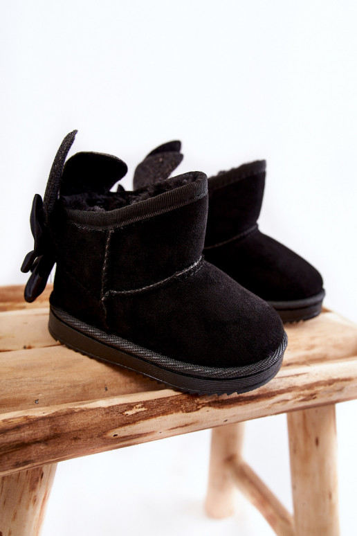 Verwarmde kindersnowboots met linten in zwart Meriva