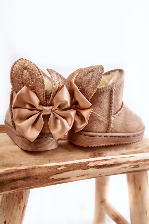 Bottes de neige chauffées pour enfants avec rubans beige Meriva