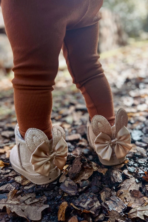 Gewärmte Schneestiefel für Kinder mit Bändern beige Meriva