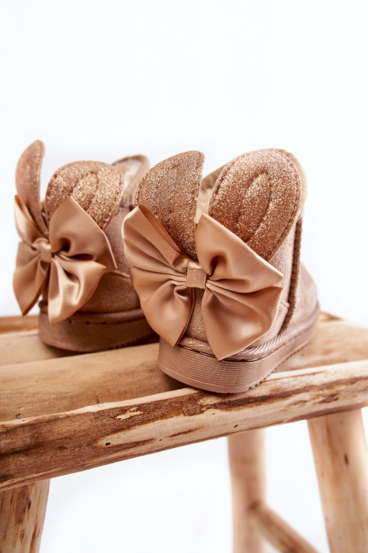 Gewärmte Schneestiefel für Kinder mit Bändern beige Meriva Gewärmte Schneestiefel für Kinder mit Bändern beige Meriva