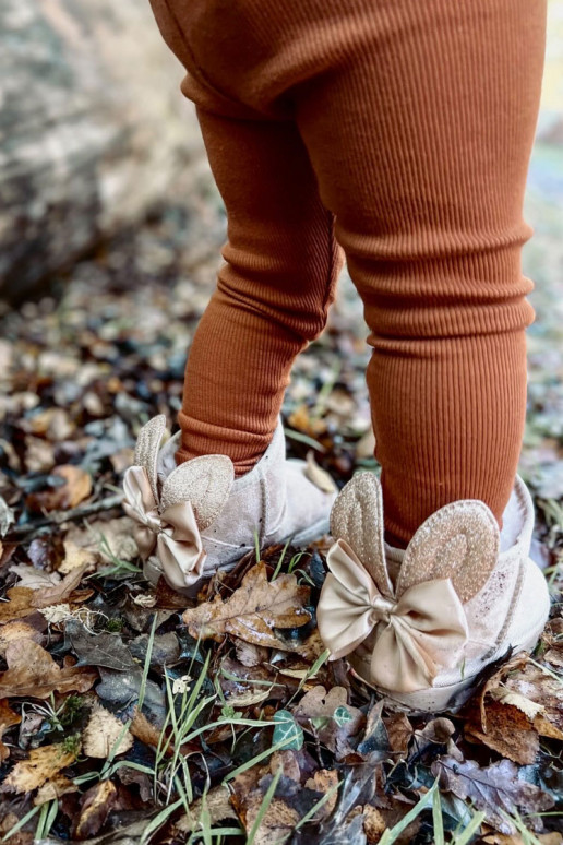 Bottes de neige chauffées pour enfants avec rubans beige Meriva