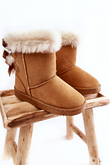 Chaussures chaudes pour enfants avec rubans bottes de neige beige Funky