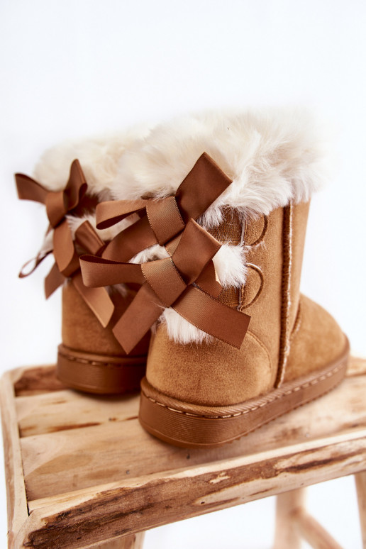Chaussures chaudes pour enfants avec rubans bottes de neige beige Funky