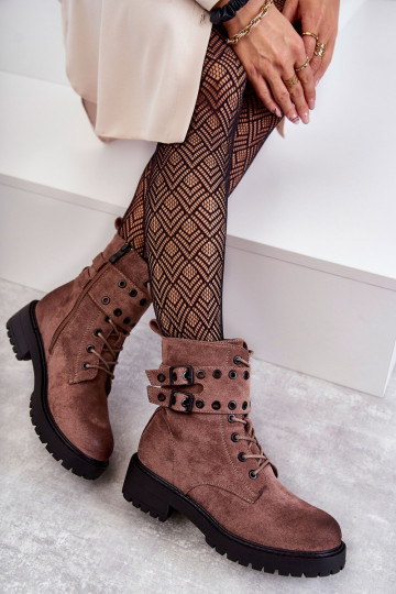 Warme Wildlederstiefel in der braunen Farbe Silvor 2