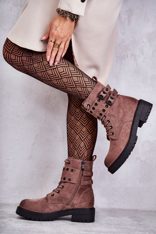 Warme Wildlederstiefel in der braunen Farbe Silvor Warme Wildlederstiefel in der braunen Farbe Silvor