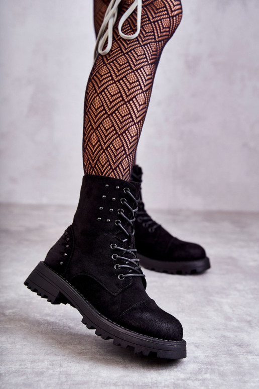 en daim Bottines avec rivets de couleur noire Palmira en daim Bottines avec rivets de couleur noire Palmira