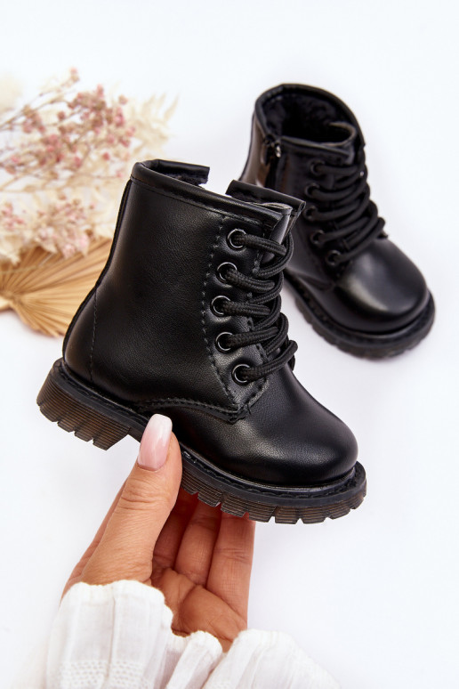 Bottes pour enfants avec fermetures éclair de couleur noire Omua