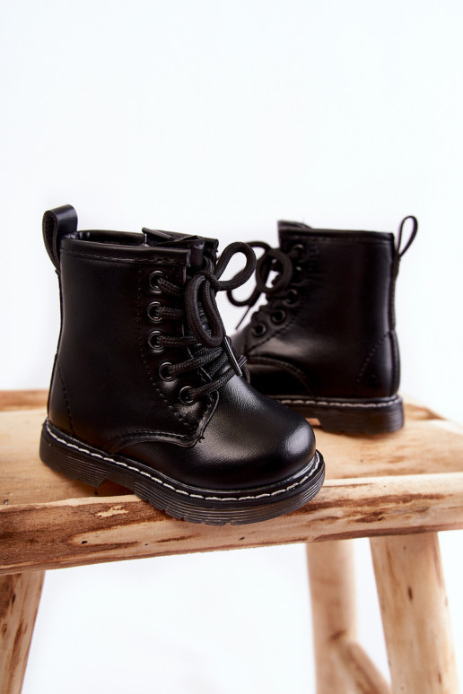 Kinderstiefel mit Reißverschlüssen in der Farbe Schwarz Omua
