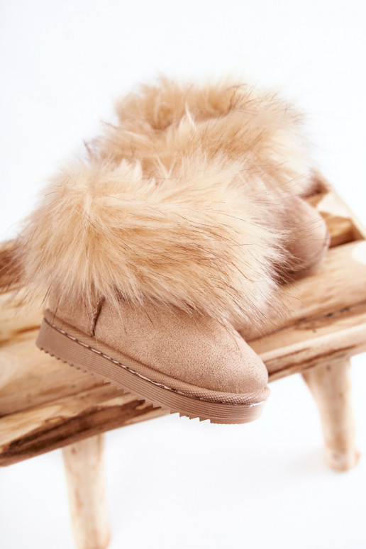 Bottes de neige pour enfants avec fourrure de couleur beige Ariana