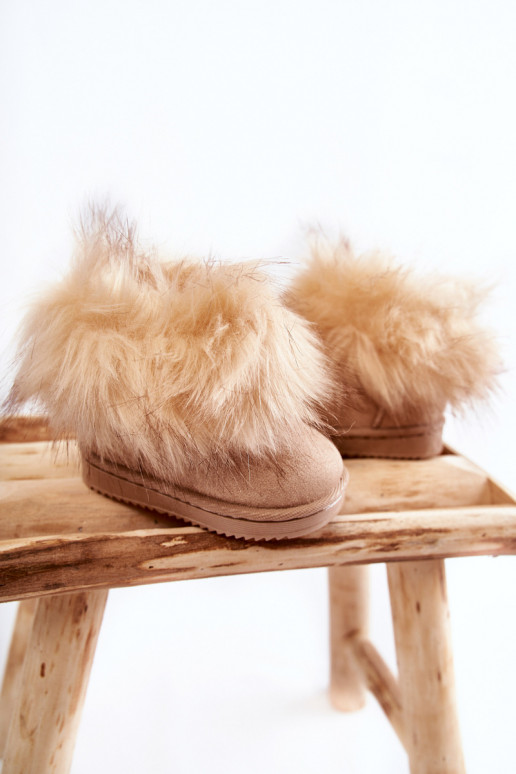 Bottes de neige pour enfants avec fourrure de couleur beige Ariana