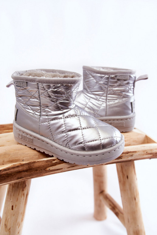 Bottes d'hiver chaudes pour enfants Big Star KK374241 couleur argent