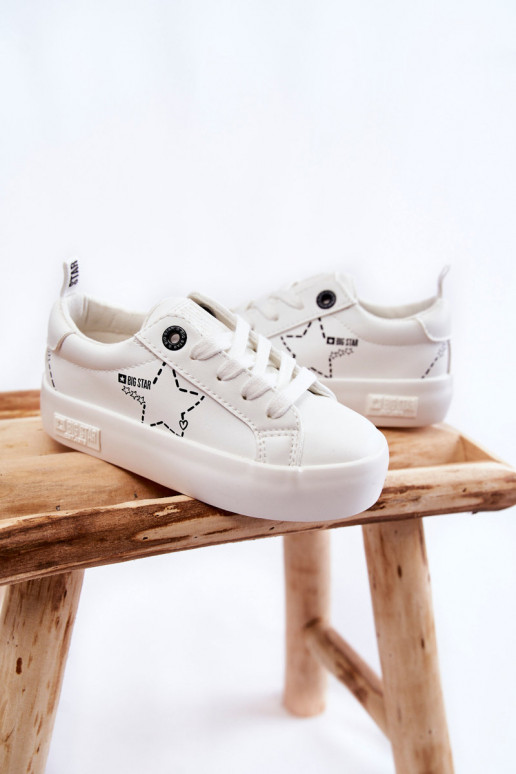 Chaussures de sport pour enfants à lacets Big Star KK374222 couleur blanche
