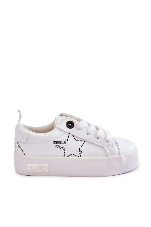 Kindersportschoenen met veters Big Star KK374222 witte kleur Kindersportschoenen met veters Big Star KK374222 witte kleur