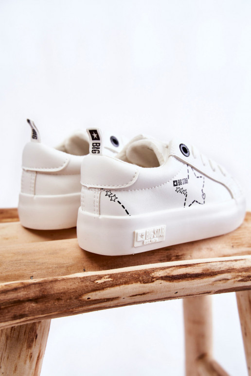 Chaussures de sport pour enfants à lacets Big Star KK374222 couleur blanche