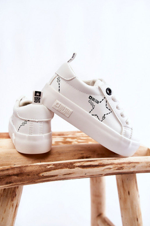 Kindersportschoenen met veters Big Star KK374222 witte kleur Kindersportschoenen met veters Big Star KK374222 witte kleur