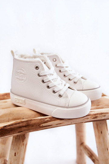 Kinderschuhe mit Einlegesohlen mit Reißverschlüssen Big Star KK374227 weiße Farbe