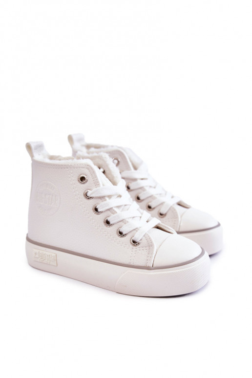 Kinderschuhe mit Einlegesohlen mit Reißverschlüssen Big Star KK374227 weiße Farbe