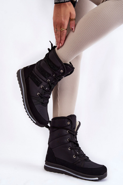 Schneestiefel mit Schnürsenkeln Progress PROGJ-22-134 schwarze Farbe