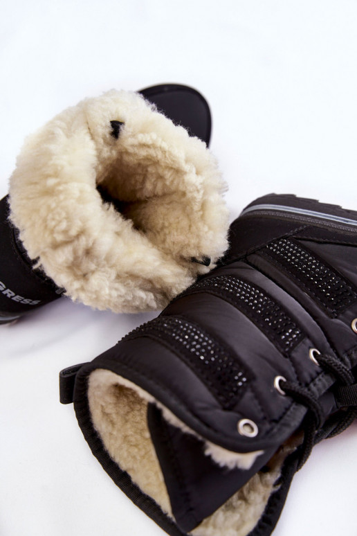 snowboots met veters Progress PROGJ-22-134 zwarte kleur