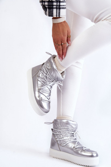 bottes de neige à lacets en argent Carrios