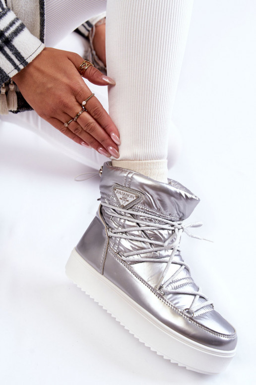 bottes de neige à lacets en argent Carrios