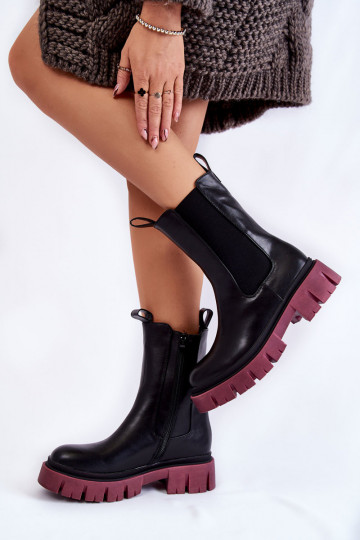 bottines à plateforme Aliana noir et bordeaux 2