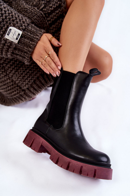 bottines à plateforme Aliana noir et bordeaux bottines à plateforme Aliana noir et bordeaux