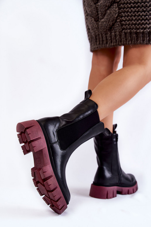 bottines à plateforme Aliana noir et bordeaux bottines à plateforme Aliana noir et bordeaux