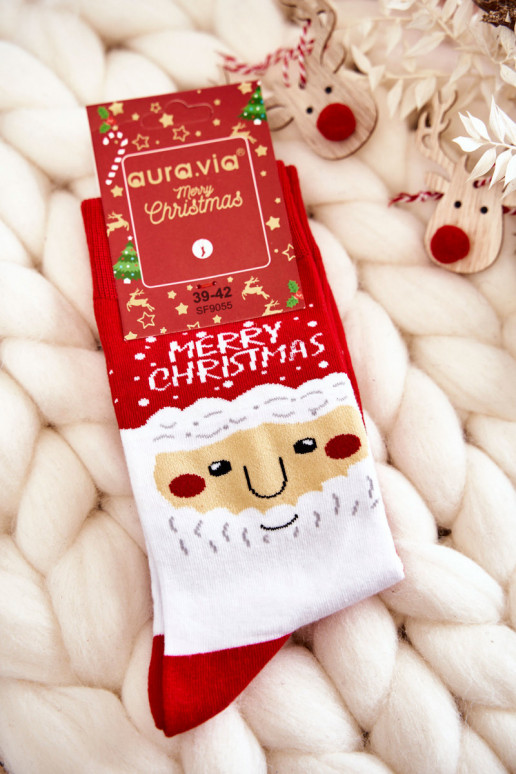 chaussettes de Noël en coton rouge avec le Père Noël chaussettes de Noël en coton rouge avec le Père Noël