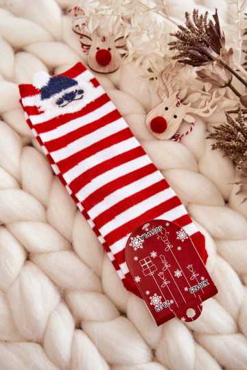 Chaussettes à rayures Avec Père Noël Couleurs blanc-rouge 2