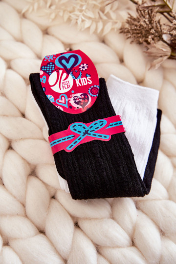 Chaussettes longues jeunes jusqu'aux genoux 2 pcs. Couleurs noir et blanc