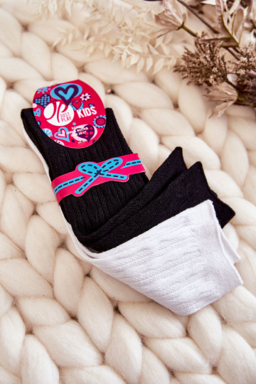 Chaussettes longues jeunes jusqu'aux genoux 2 pcs. Couleurs noir et blanc 2