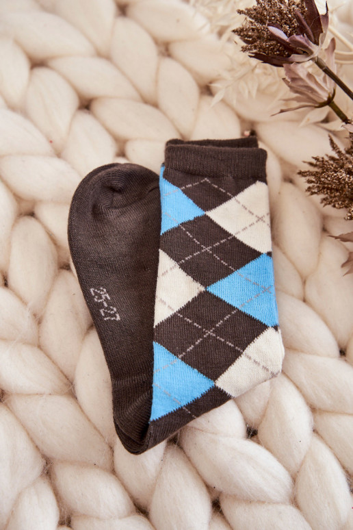 Lange Socken mit Karomuster 5 Stk. Verschiedene Farben