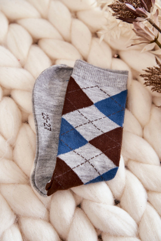 Chaussettes longues à carreaux 5 pcs. Couleurs différentes