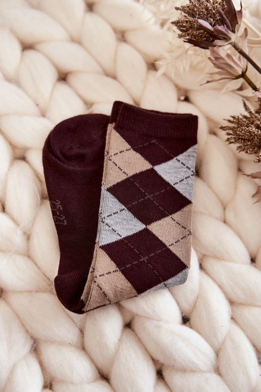 Lange Socken mit Karomuster 5 Stk. Verschiedene Farben