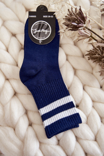 Chaussettes en coton bleu foncé 2