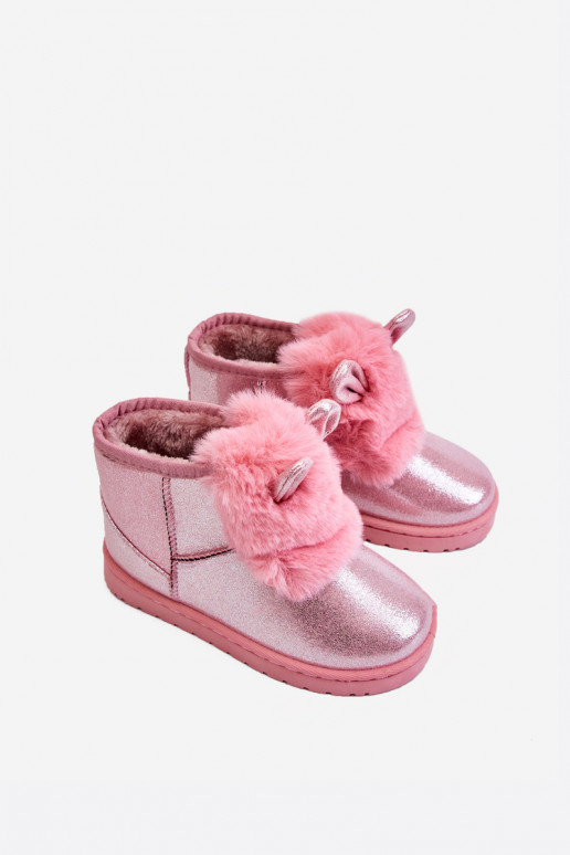 Kindersnowboots verwarmd met bont aan de binnenkant met oren roze Betty Kindersnowboots verwarmd met bont aan de binnenkant met oren roze Betty