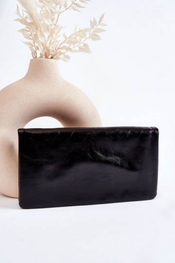 Grand portefeuille en cuir pour femme de couleur noir Shiness