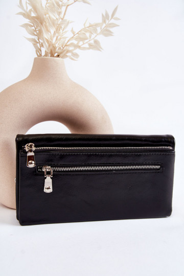 Grand portefeuille en cuir pour femme de couleur noir Shiness 2